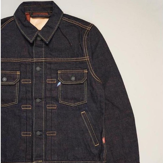 Pure Blue Japan PBJ-LIM-IA6111 Indo x Orange Selvedge Jeans Type 2 Denim Jacket