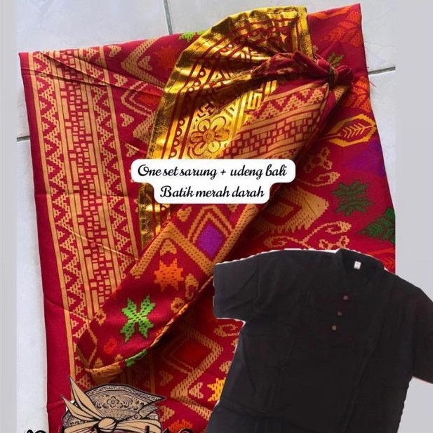 Free Ongkir Setelan Sarung Atau Kamen Lembaran Batik Dewasa + Udeng Jadi + Kemeja Koko Adem