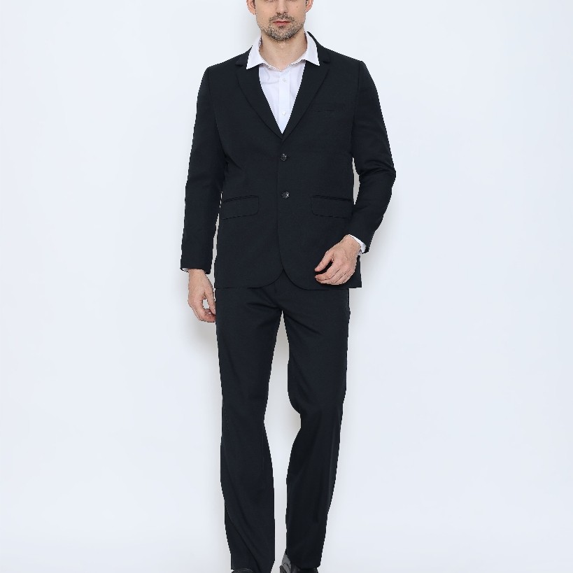 SCHOELLER COLLIN-S2 Setelan Jas Pria Hitam Slim Fit Suit Formal 2 Kancing Premium