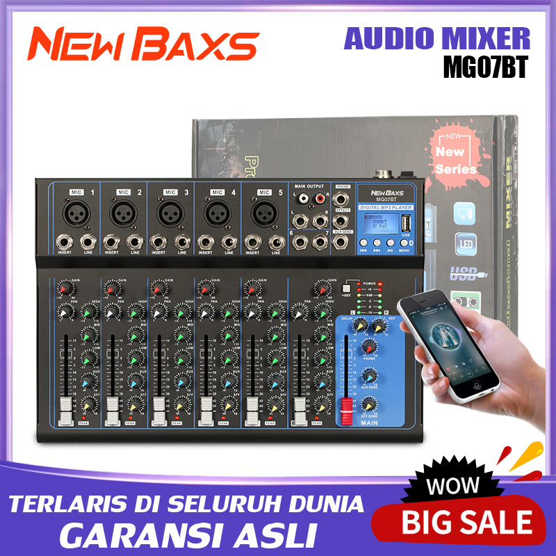 NEW BAXS AUDIO MIXER  mixer profesional 7-channel MG07BT mixer USB penguat sinyal Penguat KTV pengua