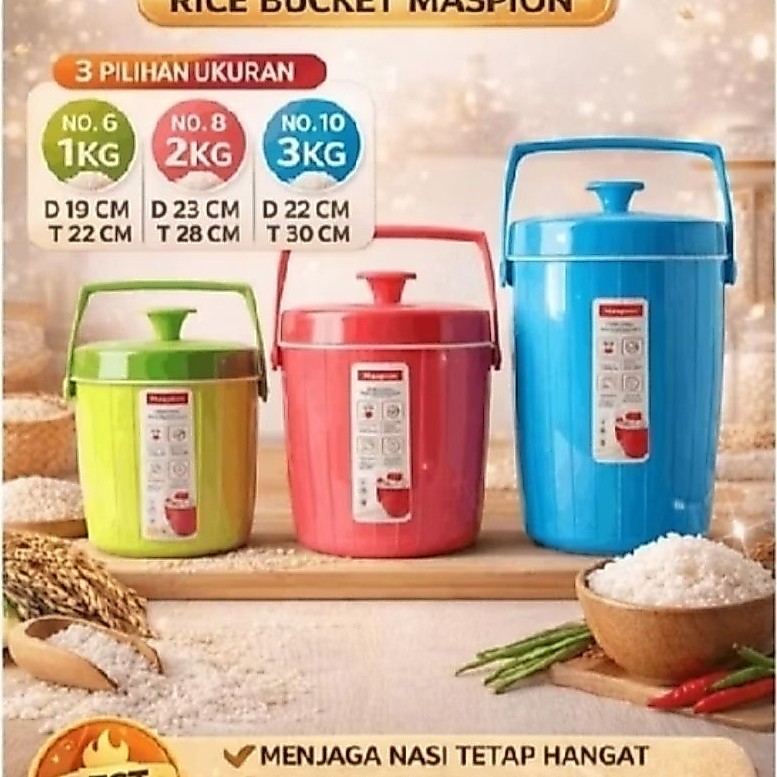 Termos Nasi 6liter Maspion - Isolasi Sempurna, Tutup Rapat, Sendok Gratis