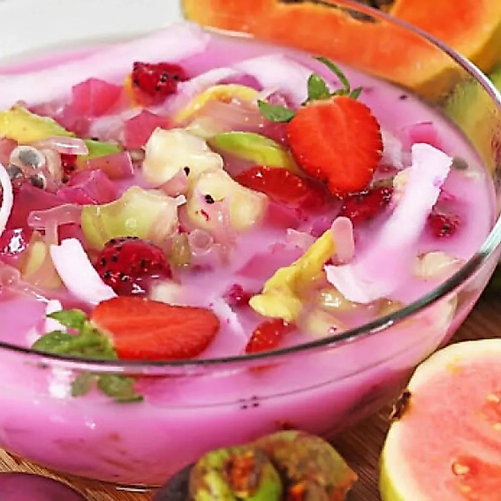 sop buah keju kuah naga merah