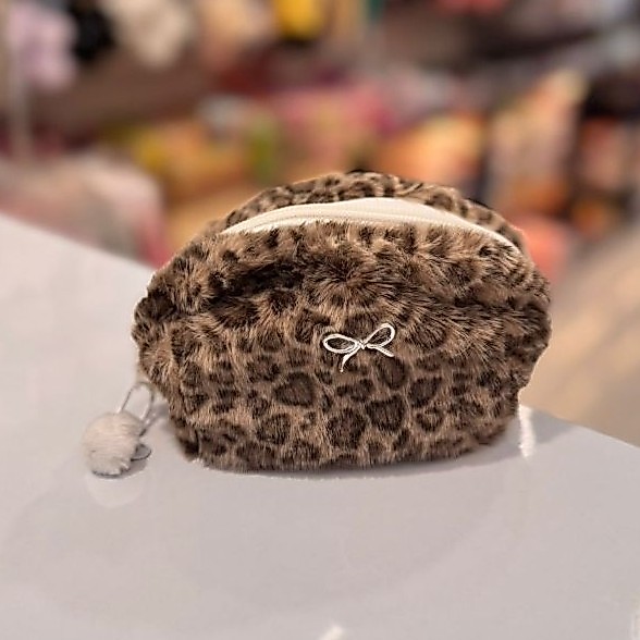 Pouch Bulu Leopard Pouch Makeup Mini Motif Leopard Tempat Makeup Dompet Mini Pouch mini Multifungsi