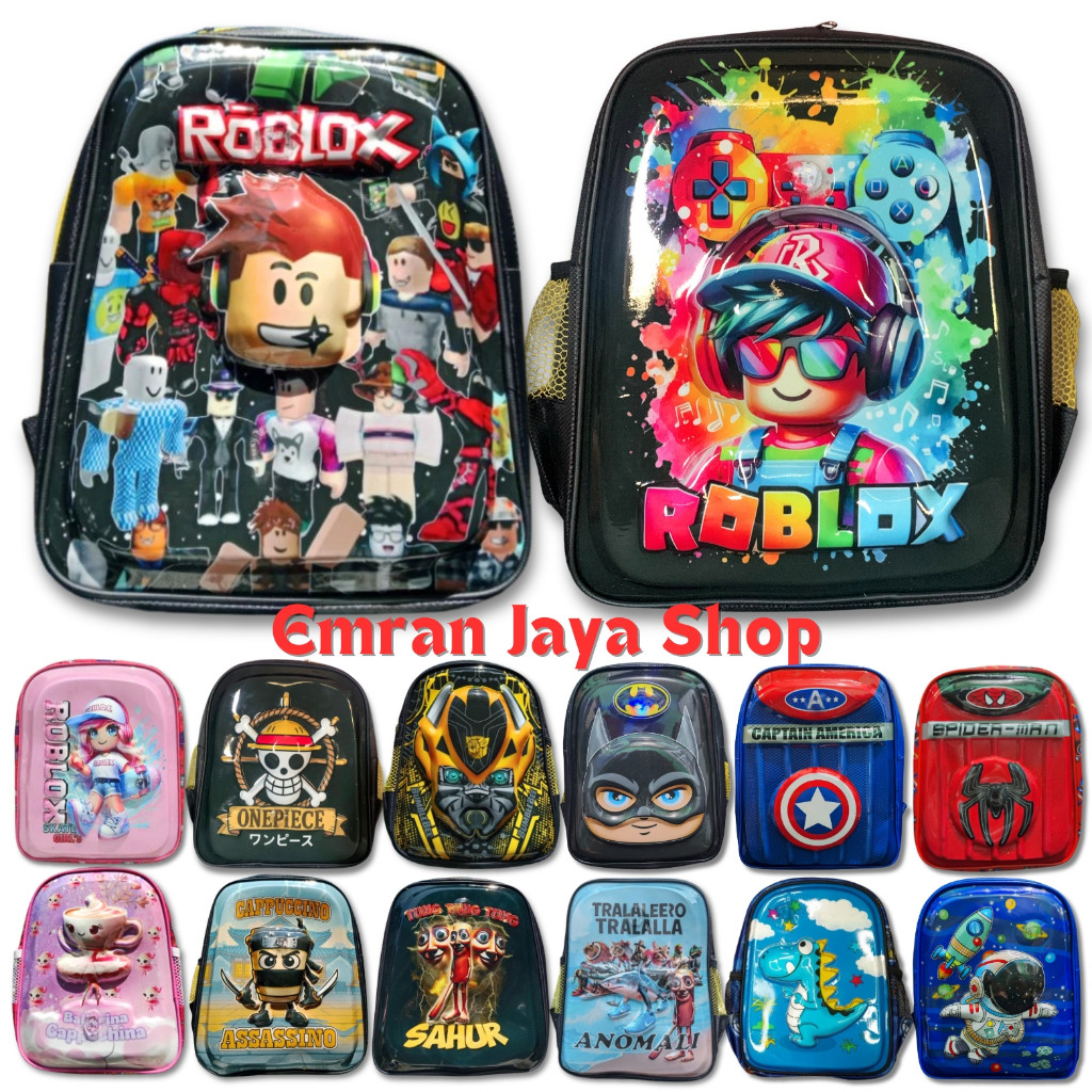 Tas Anak 3D Sekolah PAUD TK SD Timbul LED Roblox Captain America Astronot Thomas Batman Laki-Laki Pe