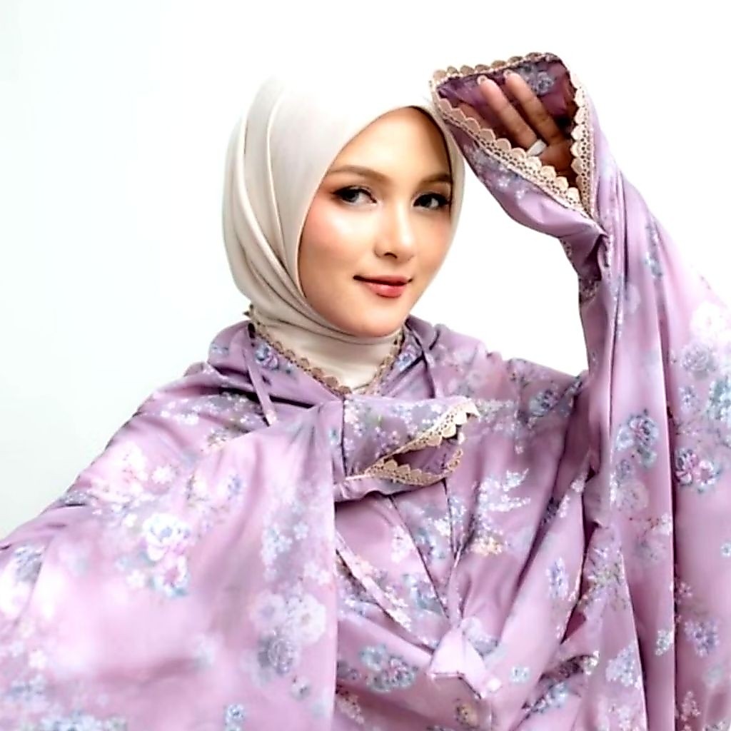 Mukena Terusan Traveling Mini Pouch Parasut Motif Mukena Lajuran Dewasa Parasut Premium