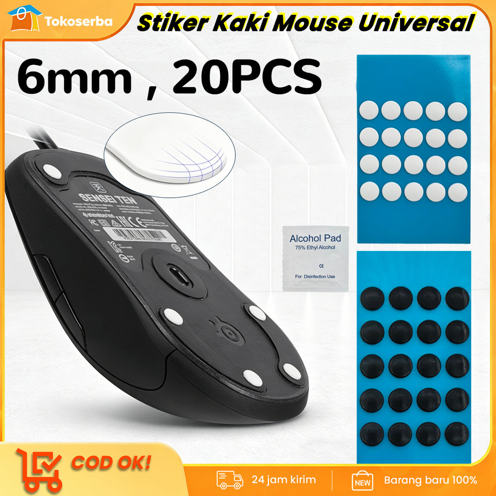 20Pcs Mouse Feet Glide Dot - Kaki Mouse Universal Teflon, 0.6mm, Untuk Semua Jenis Mouse - 20Pcs Uni