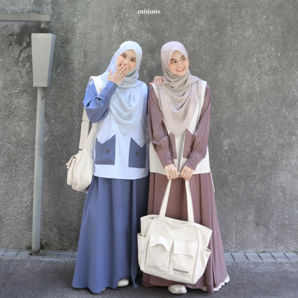exclusive mininos sekka set outer gamis 2in1 set gamis outer remaja muslimah