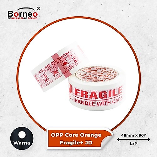 LAKBAN FRAGILE + JANGAN DIBANTING 48mm Core Orange - BORNEO