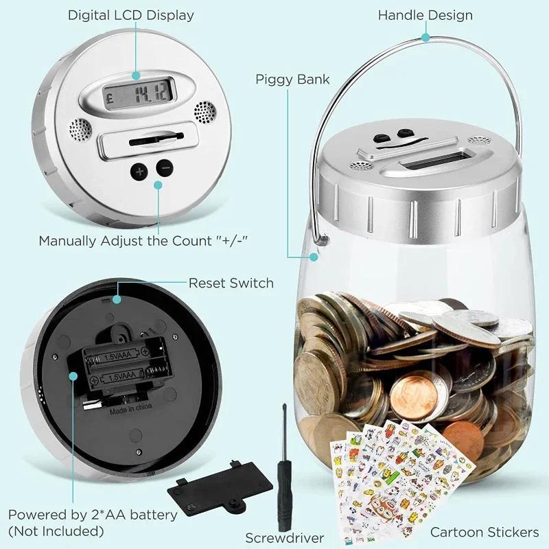 Saudi Arabia SAR SGD UK Pounds Euro US Dollars Coins Counting Piggy Bank for Adults, Coin Counter, M