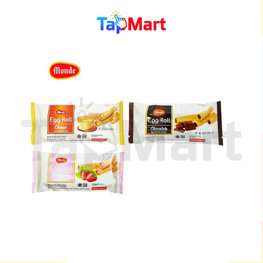 TapMart - Monde Egg Roll Chocolate | Cheese | Strawberry Stick Biskuit 35 gr x 10 pcs Keju