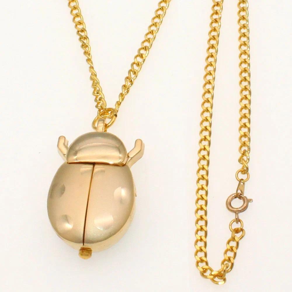 Gold ladybug pocket watch Keyring Wall watch Small beetle pocket watch quartz necklace pocket watch
