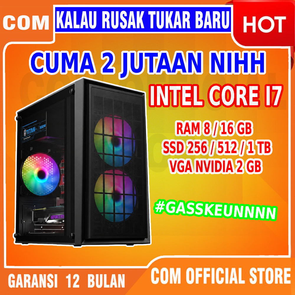 komputer lengkap cpu pc computer CORE I7 RAM 8GB rakitan kantor KOMPLIT SIAP PAKAI GARANSI 2 TAHUN
