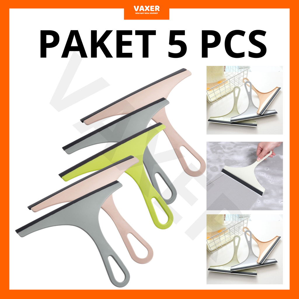 PAKET 5 PCS Alat Pembersih Kaca dan Cermin Penghapus Air Serbaguna dengan Karet Lentur Cocok untuk M