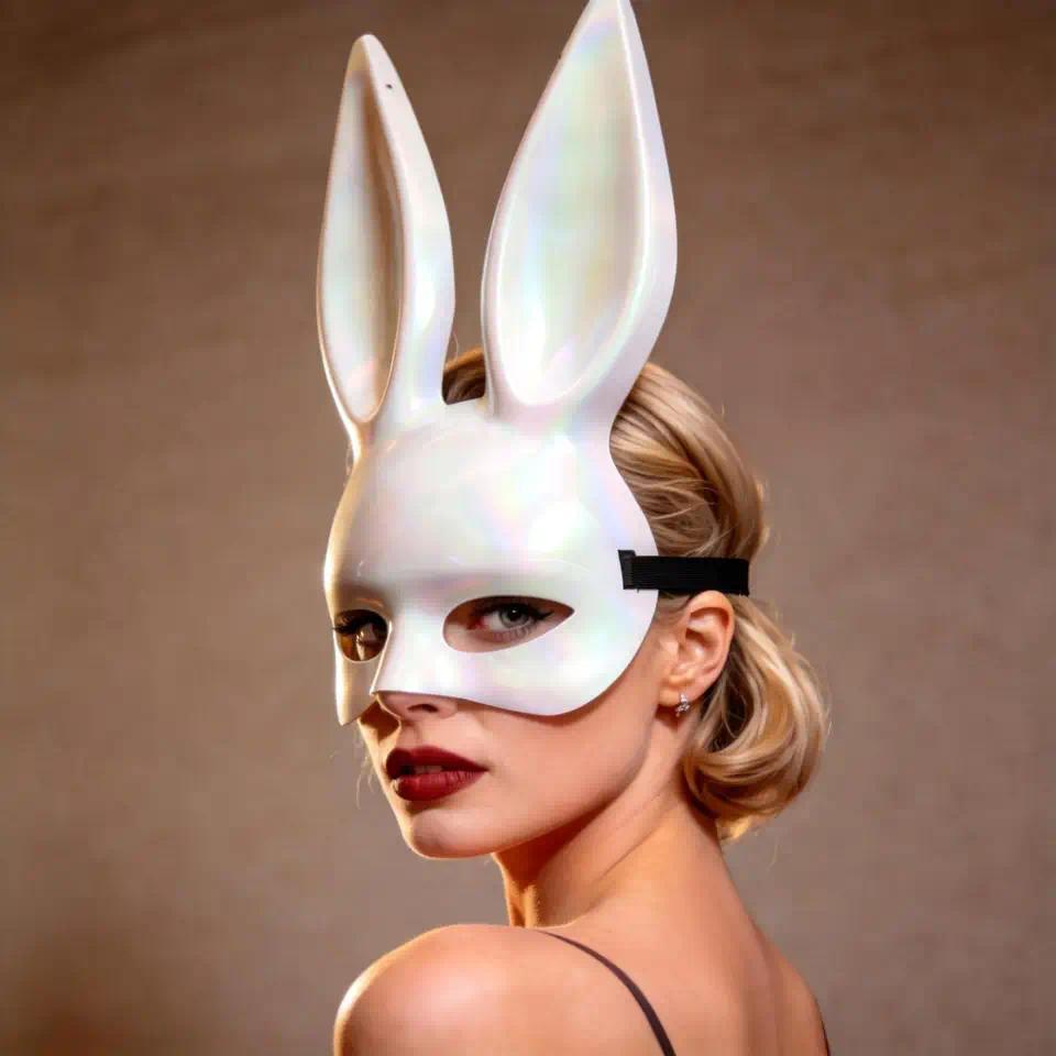 Black White Rabbit Mask Halloween Party Decoration Party Long Ears Rabbit Bunny Mask Costume Cosplay