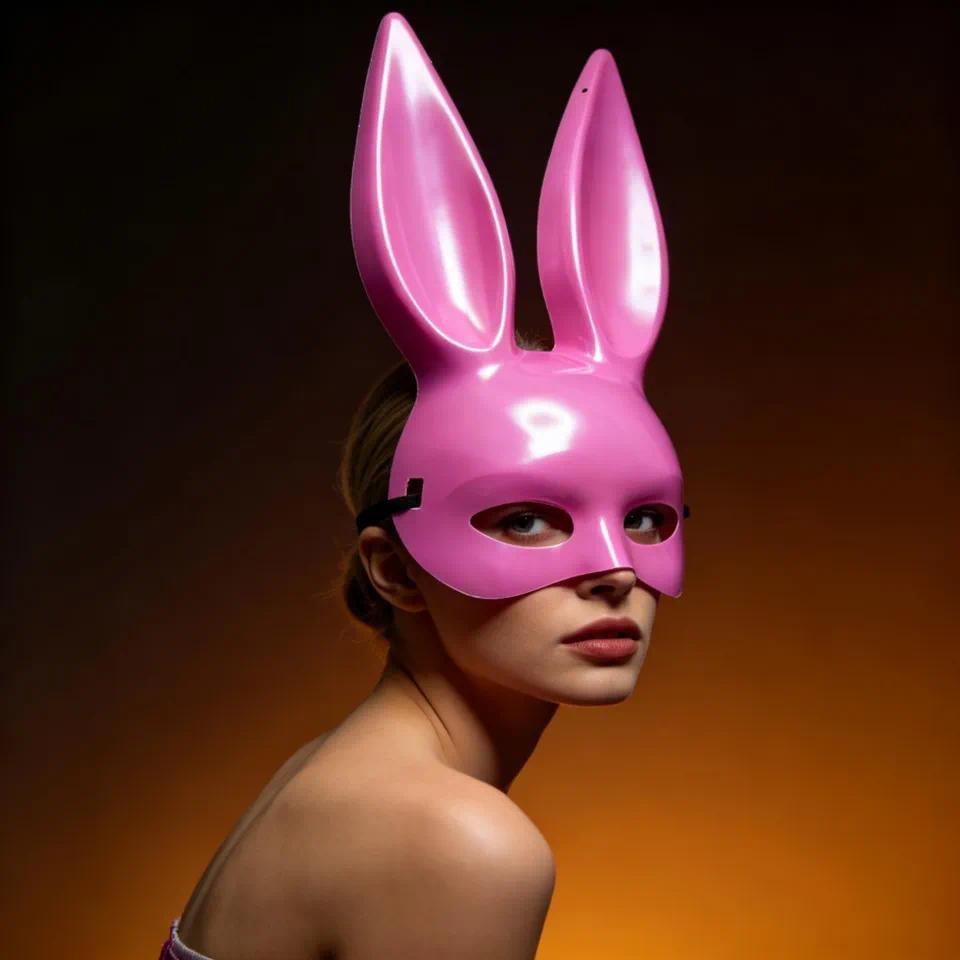 Black White Rabbit Mask Halloween Party Decoration Party Long Ears Rabbit Bunny Mask Costume Cosplay