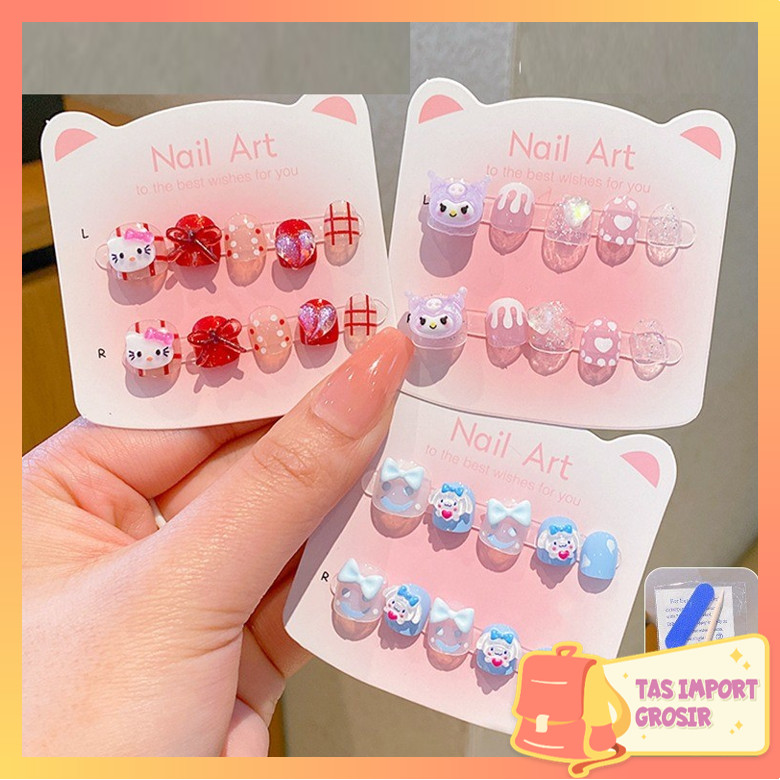 Tas Import - F6806  Nail Art Akrilik Tempel Gel Set Isi 10 Pcs Kuku Palsu 3D / Kuku Palsu Anak 10 Pc
