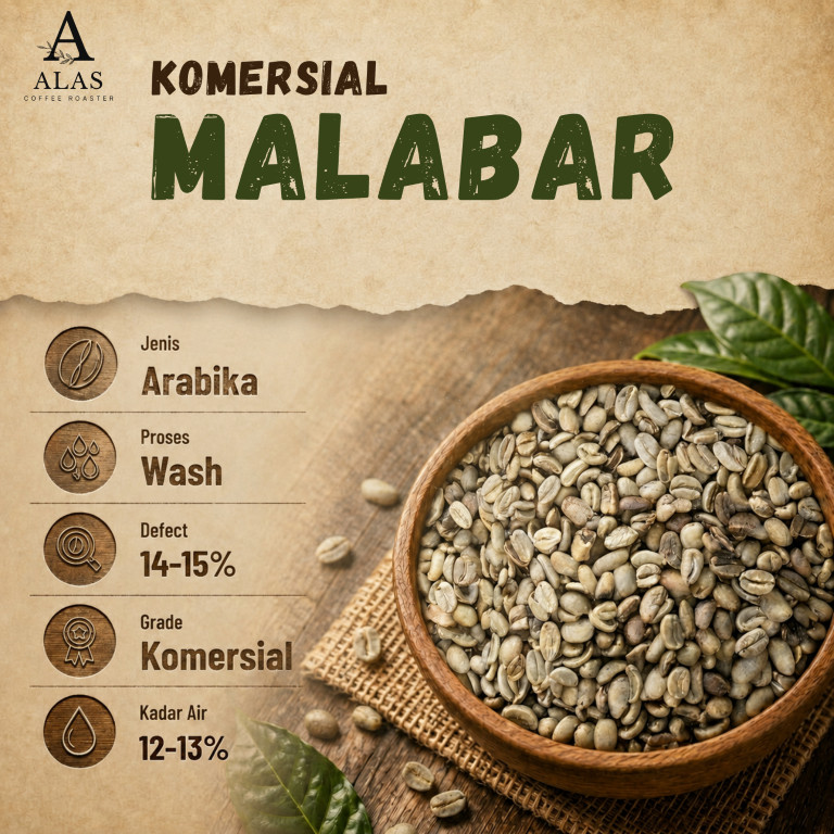 Arabika Malabar Komersial Grade 3 Green Bean | Biji Kopi Mentah 1kg