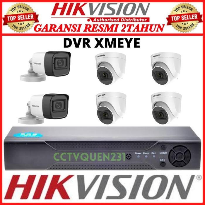 PAKET CCTV HIKVISION 8 CHANNEL DVR XMEYE 6 KAMAERA 2MP 1080P KOMPLIT - TANPA HARDISK