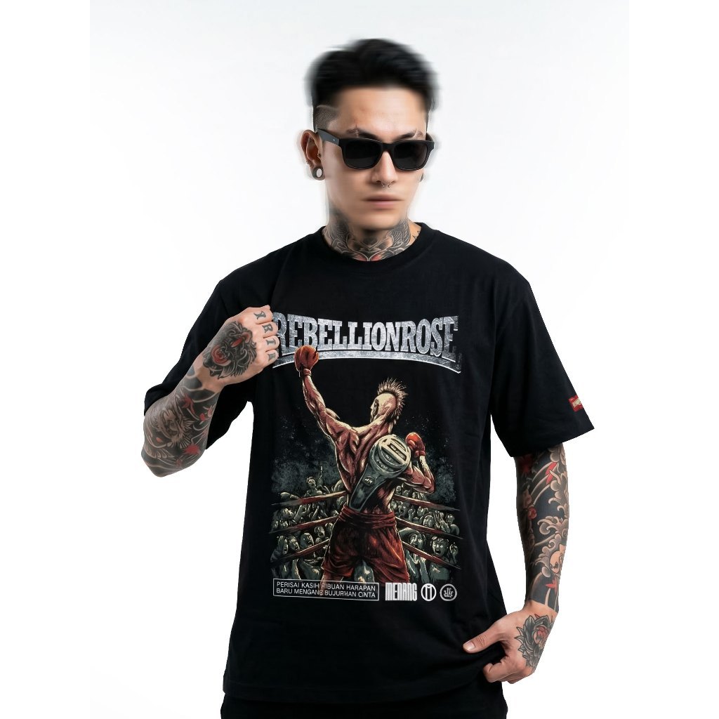 Tshirt Rebellion Rose - Menang Katun M-XXL