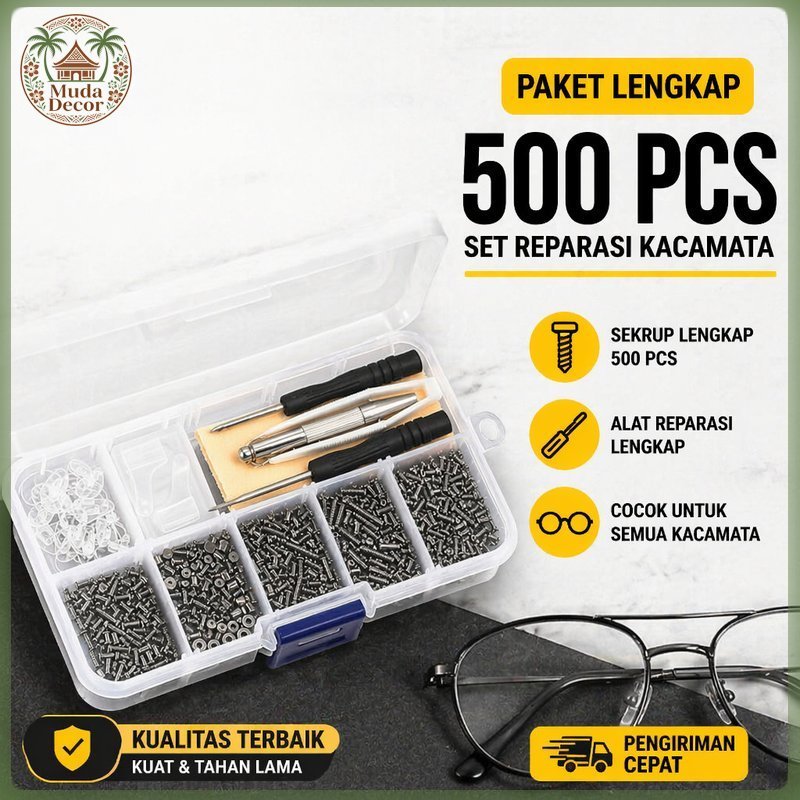 Set Reparasi Kacamata Sekrup Baut Mur Obeng Nose Pad Silicon Kit Perbaikan Frame Kacamata