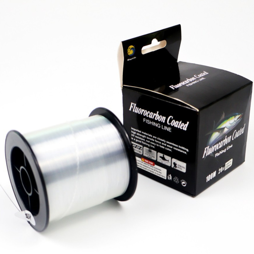 Senar Fluorocarbon Coated Transparan 100m Ukuran 12# sampai 40# Mudah Tenggelam Tarikan Kuat Tahan G