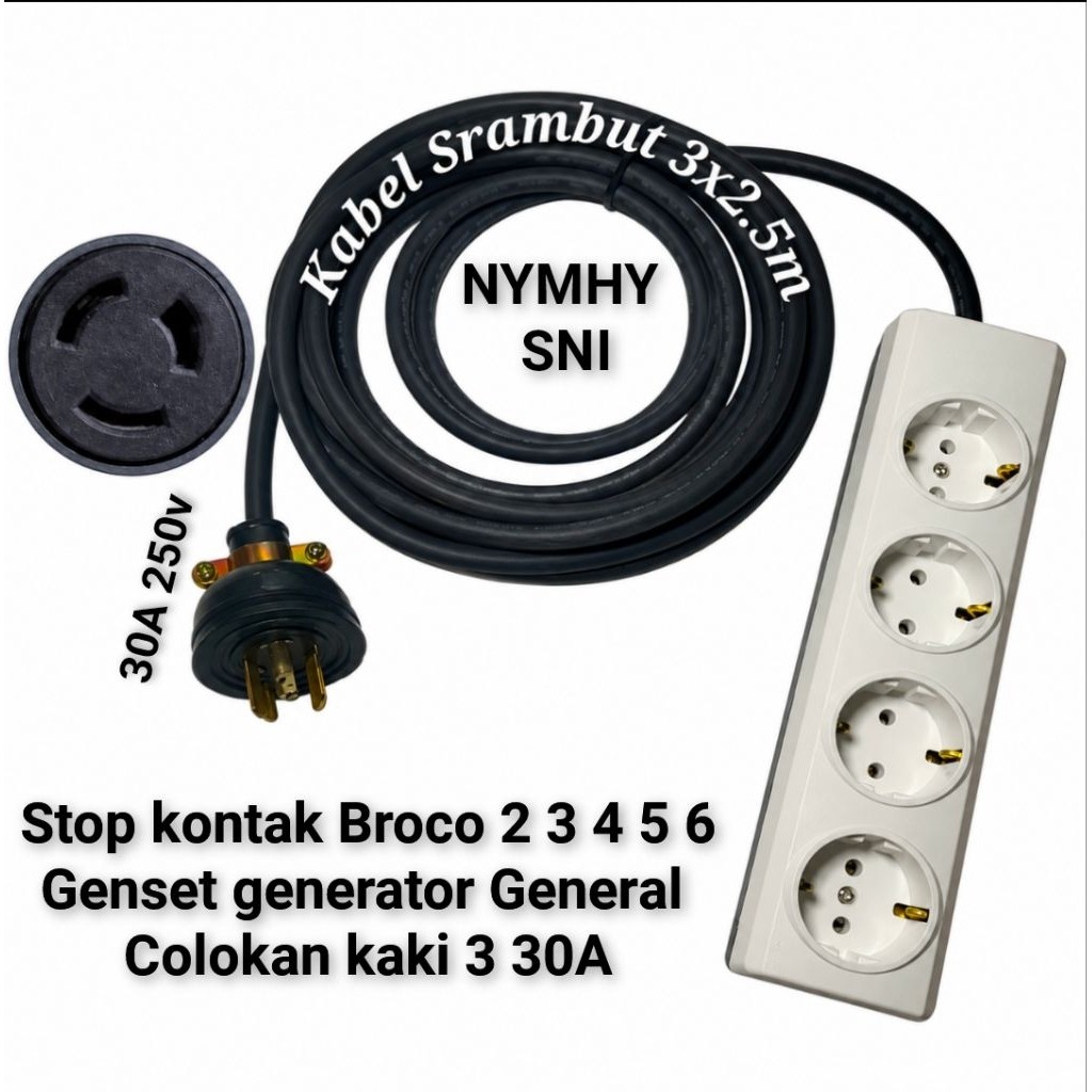 AUPSHOP Stop kontak Mesin Genset Generator general Steker Plug kaki 3 30A Pin Putar Terminal Stop ko