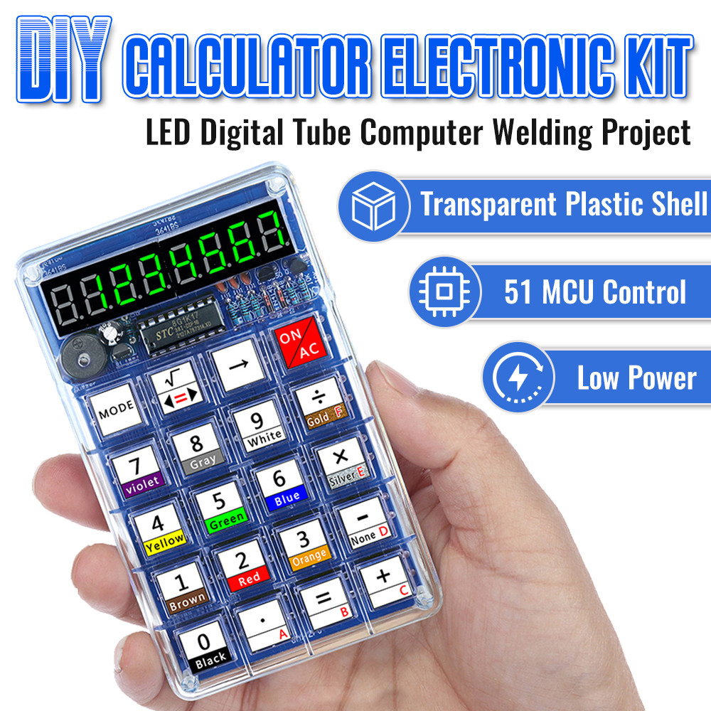 Kit Elektronik DIY Kalkulator Tabung Digital LED Resistor Cincin Warna 51 MCU Kit Proyek Elektronik 