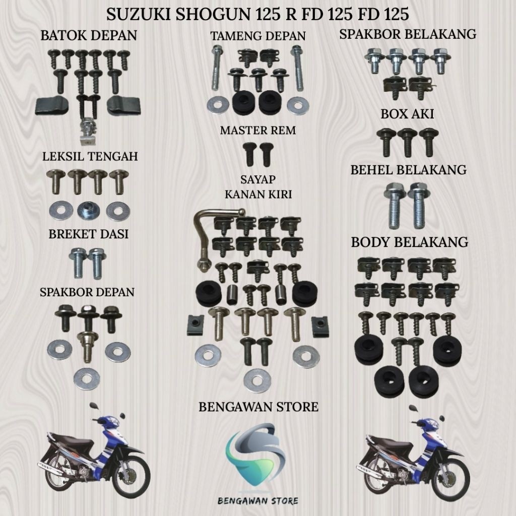 Baut Full Set Cover Bodi Body Suzuki Shogun 125 R FD 125 FD 125