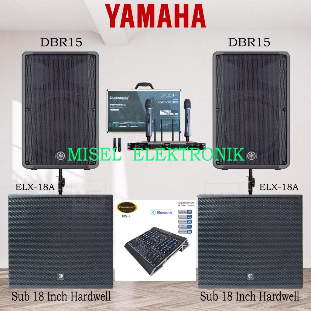 Paket Sound System Speaker Aktif 15 Inch Yamaha DBR Subwoofer  Inch Hardwell