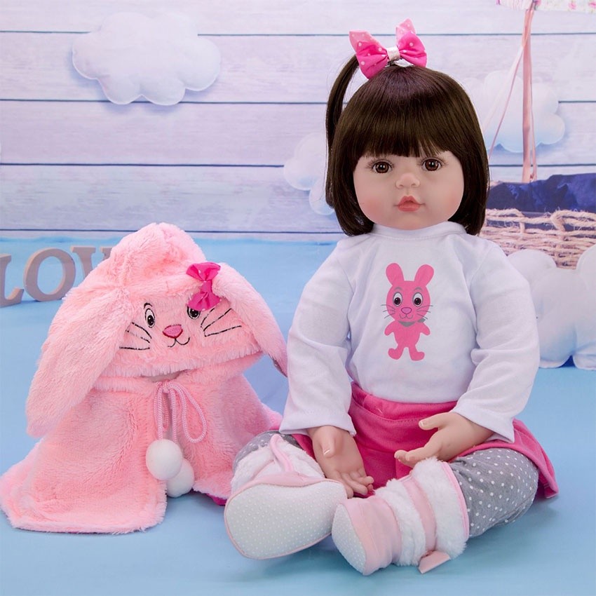 Boneka Bayi Perempuan Reborn 48cm Silikon Lembut Realistis Mainan Koleksi Hadiah Anak Perempuan