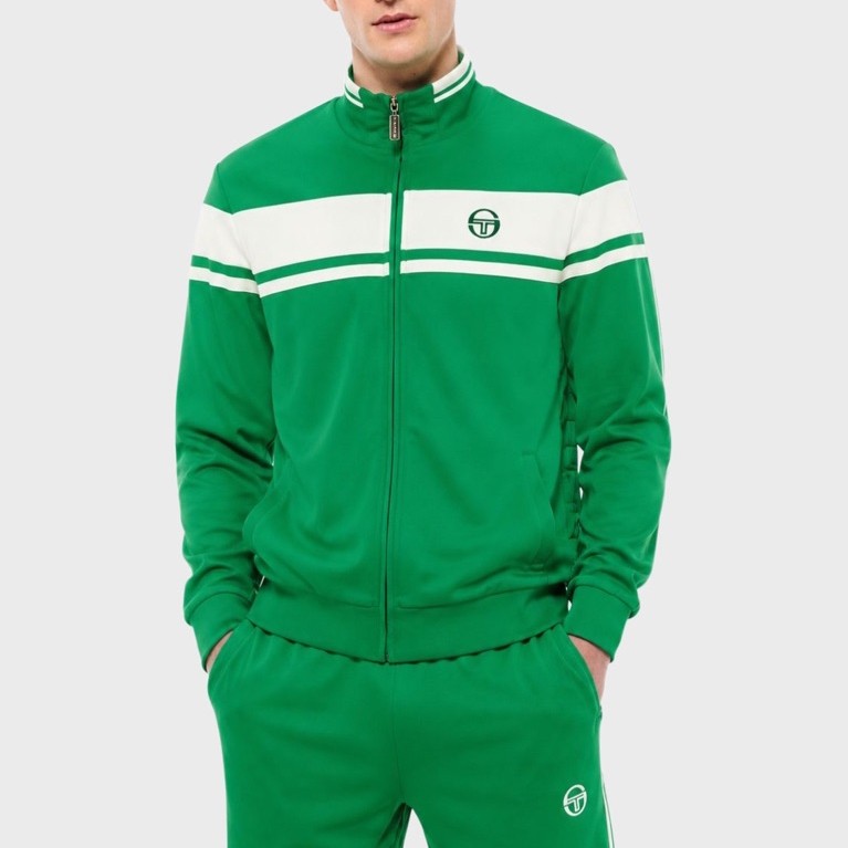 Sergio Tacchini Damarino Tracktop Jacket In Jolly Green / White