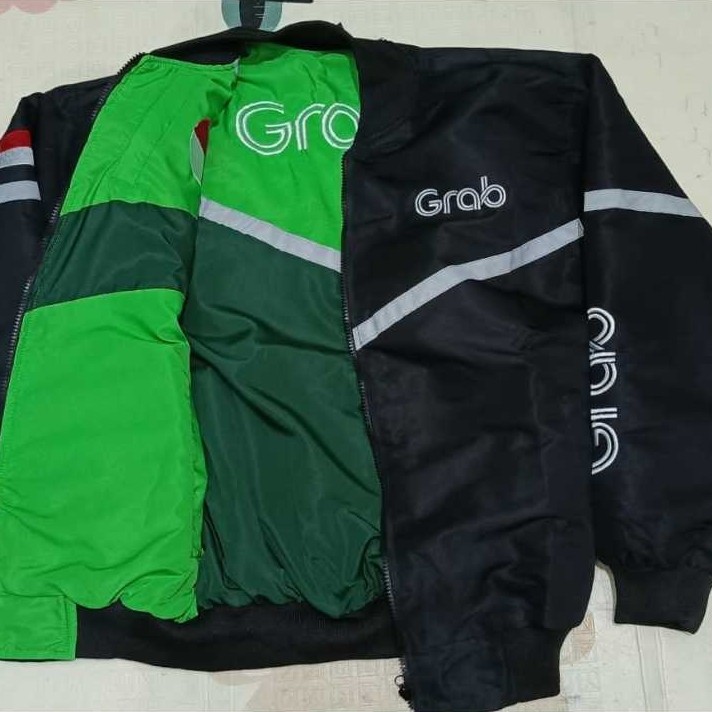 JAKET GRAB ORI BOLAK BALIK GRAB HITAM BISA VERMUK VERJAK BORIDIR SAKU ADA 6 TERLARIS 2026