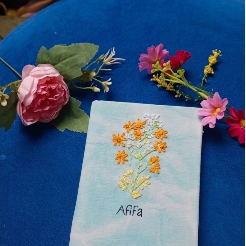 Buku A6  Sulam tangan Custom nama  "Notebook Embroidery Vintage"