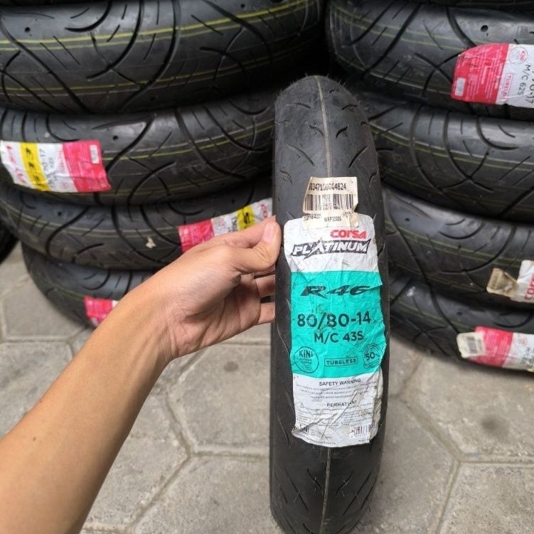 Baru Ban Corsa Platinum R46 80/80-14 Tubeless 80 80 Ring 14 Original Baru Soft compound Tahun pembua
