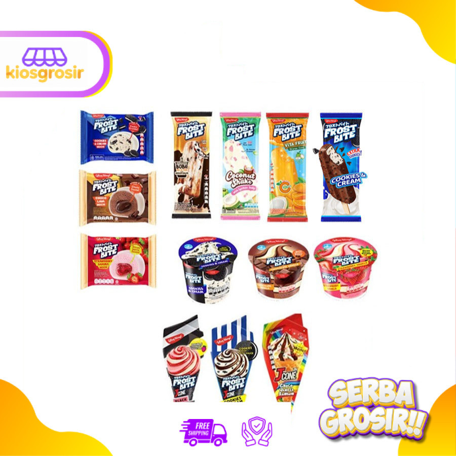 KIOSGROSIR Glico Wings FROST BITE Boba Milk Tea | Choco Lava | Cookies Cream Mochi | Coconut Shake I