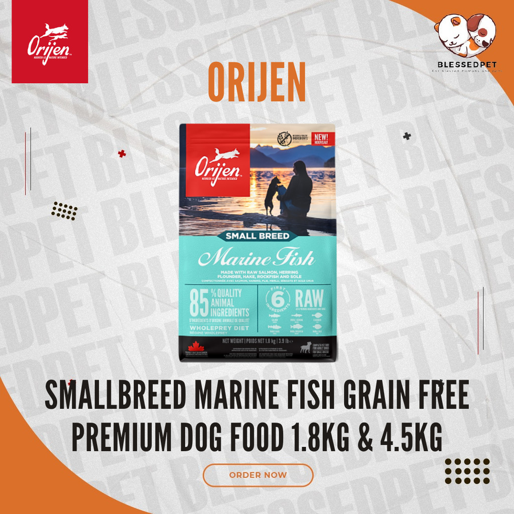 ORIJEN Small Breed Marine Fish Dog Dry Food Grain Free 1.8kg / 4.5kg | Makanan Anjing Premium