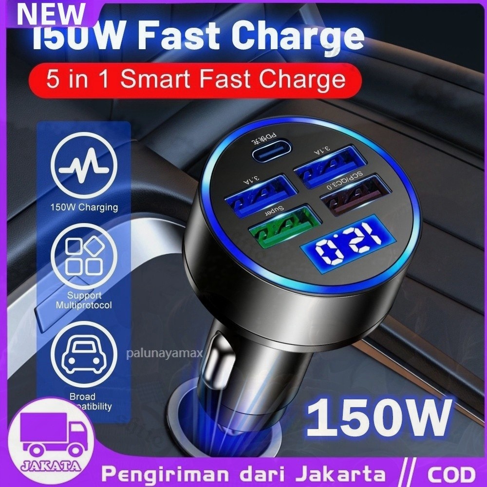 150W Charger Mobil Motor Casan Mobil 12Volt-24 Volt Cepat Casan Mobil Colokan Casan Hp Dimobil