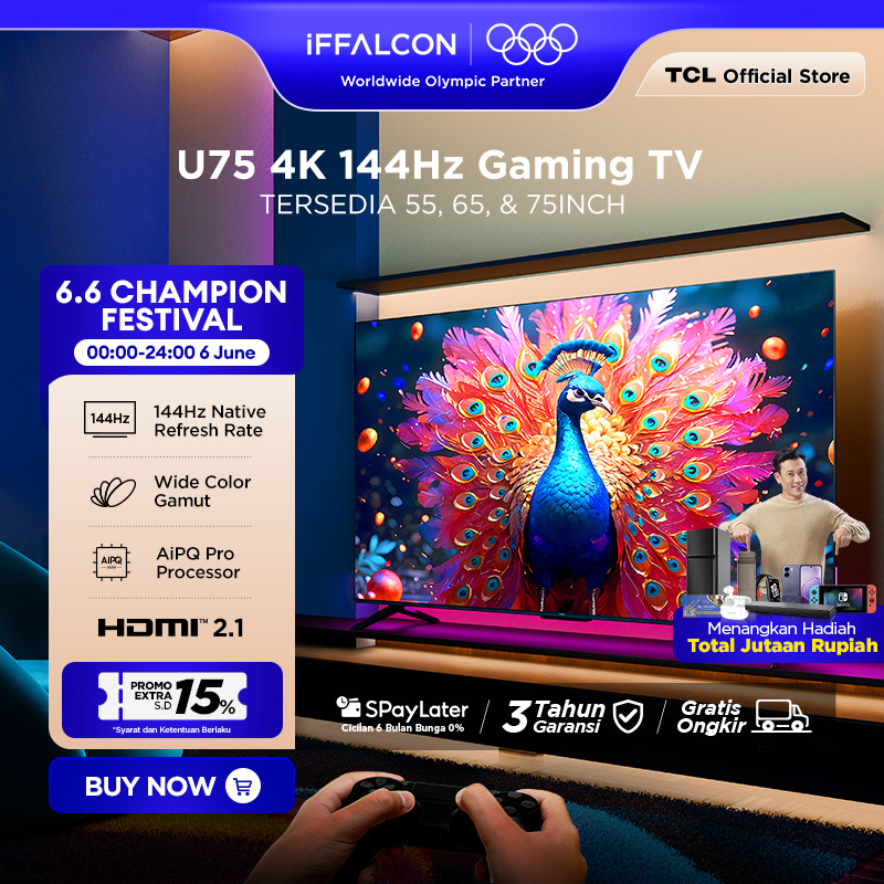 iFFALCON by TCL U75 NEW Series Google TV Smart Digital - Gaming TV - 144Hz Native Refresh Rate - 288