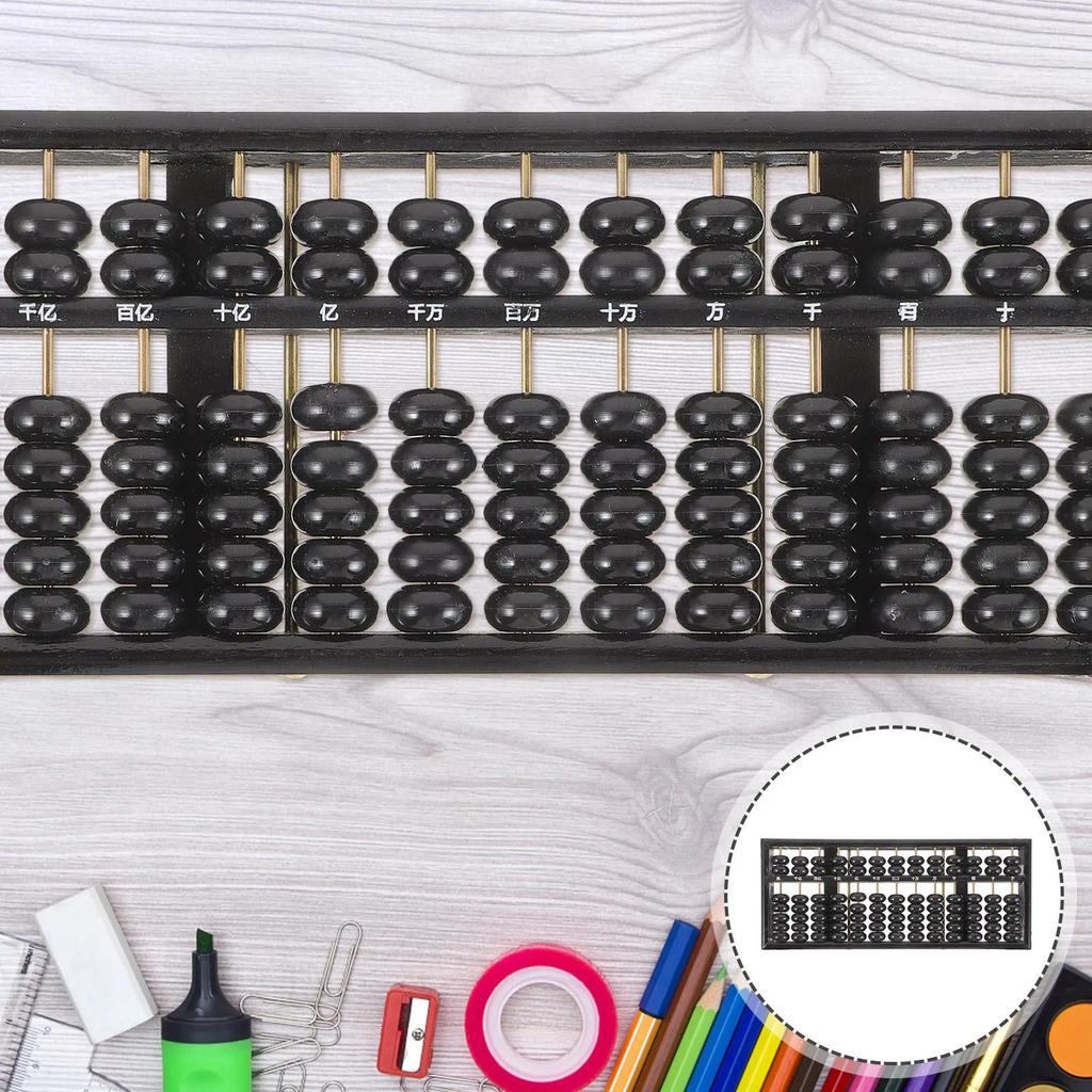 Professional Wooden Abacus 7Beads Chinese Vintage Style Arithmetic Tool for Students Learning Math W