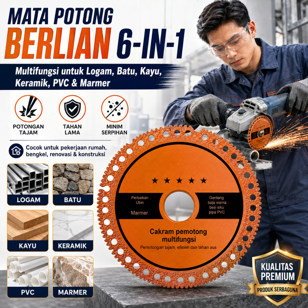 Mata Gerinda Keramik Bentuk Roda Diameter 100mm/6 In 1 Diamond Cutting Disc Multi-Function Mata Angl