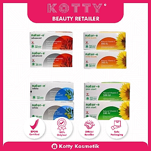 Kotty Kosmetik - NATUR-E Suplemen Makanan 100 IU | 300 IU | Advanced | White Brightening | Vitamin |