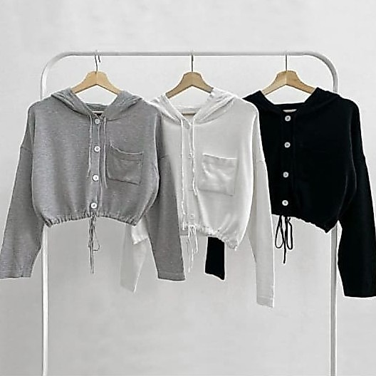 Hoodie Mona - Sweater Hoodie Crop/ Hoodie Wanita/ Crop Blouse/ Sweater Hoodie/ Hoodie Lengan Panjang