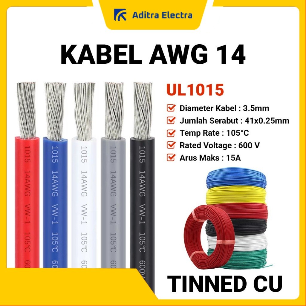 Kabel AWG 14 Tinned CU UL1015 - Harga per meter