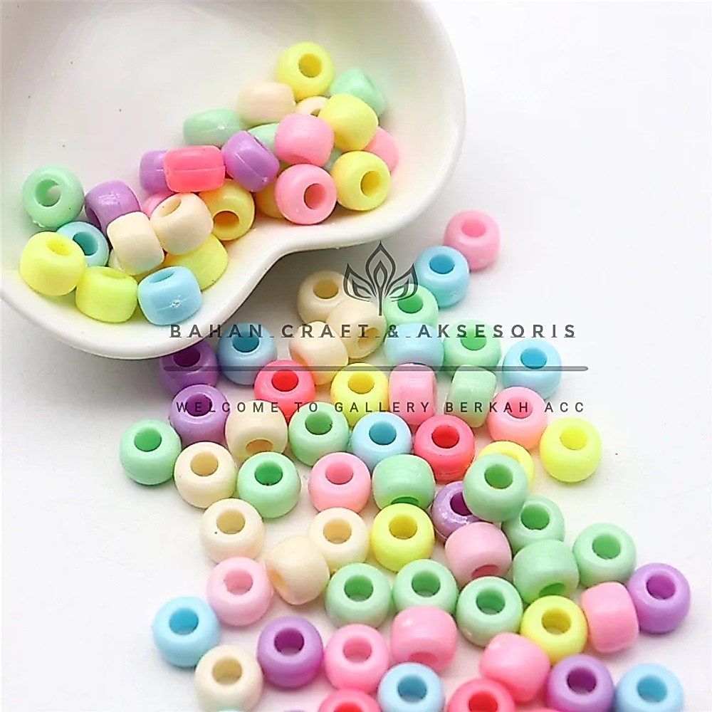 [ 50 pcs ] Manik Manik Stoper Lubang Besar Mote Manik Pastel Lubang Besar