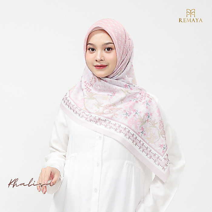 Remaya Khalisa Scarf Hijab Segiempat Voal Jilbab Motif Elegan Premium