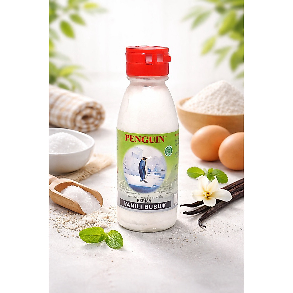 [ 60 GRAM ] Vanili Bubuk Penguin | Vanili Powder Cap Penguin | Vanili Penguat Aroma Merk Penguin Buk