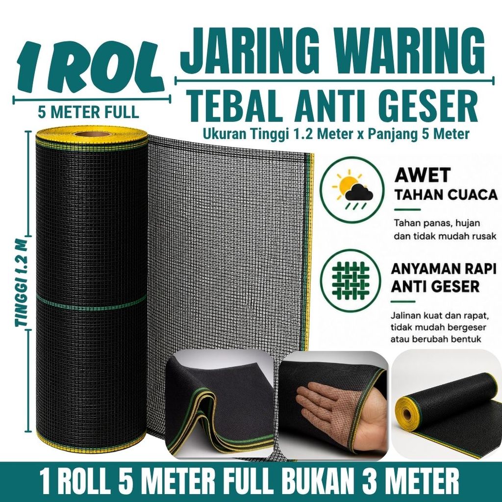 Waring Pagar Ayam Murah Ukuran Panjang 5 Meter x Tinggi 1,2 Meter / Jaring Waring Panjang 5 Meter Re