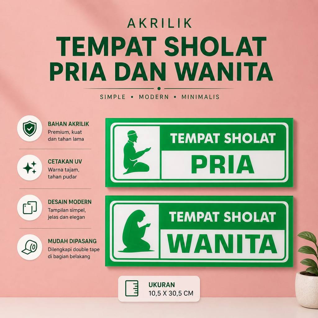 Paket 2 Akrilik Tempat Sholat Pria  Dan Wanita _ Akrillik Tempel _ Akrilik Murah - Akrilik Sholat