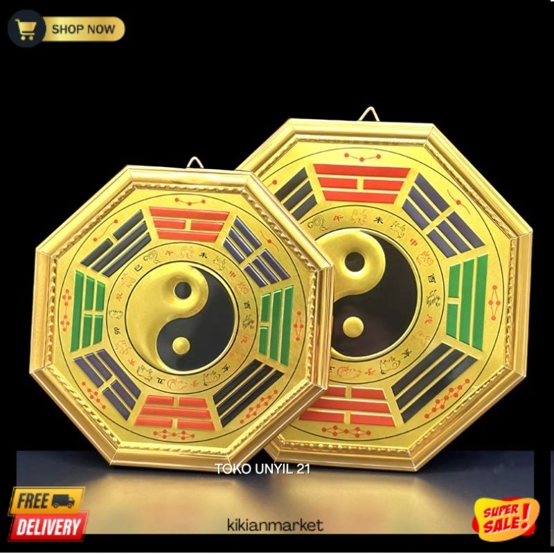 KKM Kaca Patkua Yinyang Fengshui Ba Gua Yinyang Kaca Patkua Macan Gigit Pedang