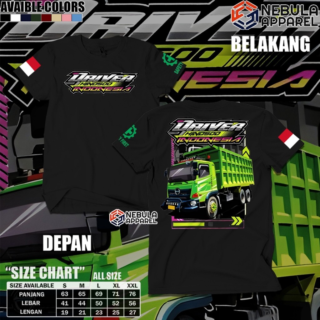 Kaos Driver Muda Indonesia (Driver Truck Hino 500) / Kaos  Kata / Kaos Keren
